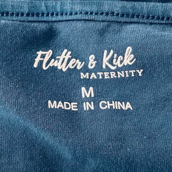 Flutter & Kick Maternity V Neck Short Sleeve Shirt Teal Size Medium - Picture 7 of 10